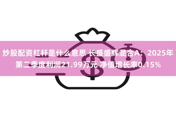 炒股配资杠杆是什么意思 长盛盛辉混合A：2025年第二季度利润21.99万元 净值增长率0.15%