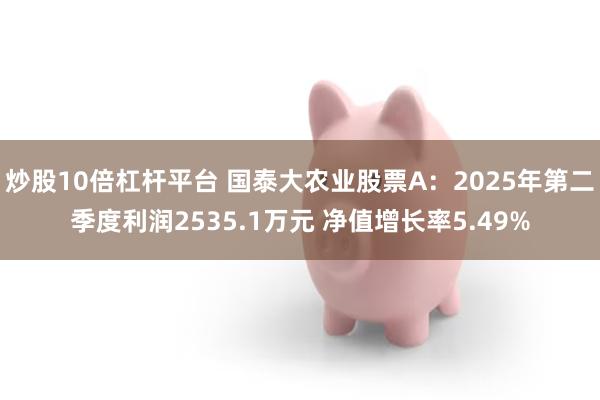 炒股10倍杠杆平台 国泰大农业股票A：2025年第二季度利润2535.1万元 净值增长率5.49%