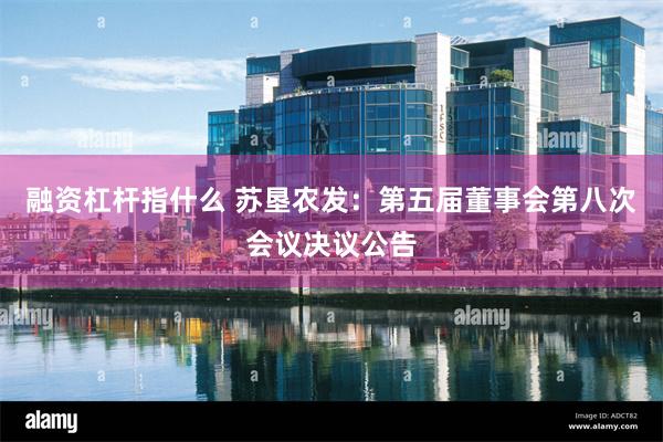 融资杠杆指什么 苏垦农发：第五届董事会第八次会议决议公告
