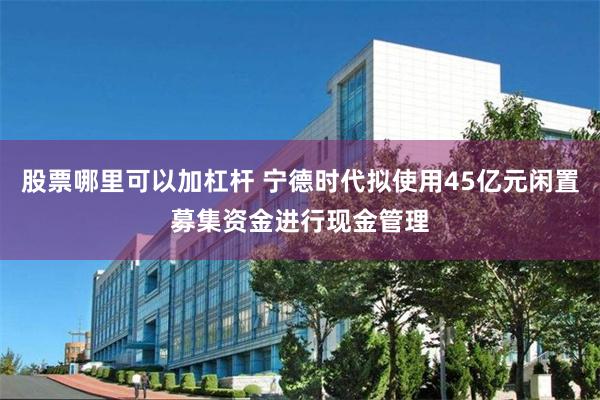 股票哪里可以加杠杆 宁德时代拟使用45亿元闲置募集资金进行现金管理