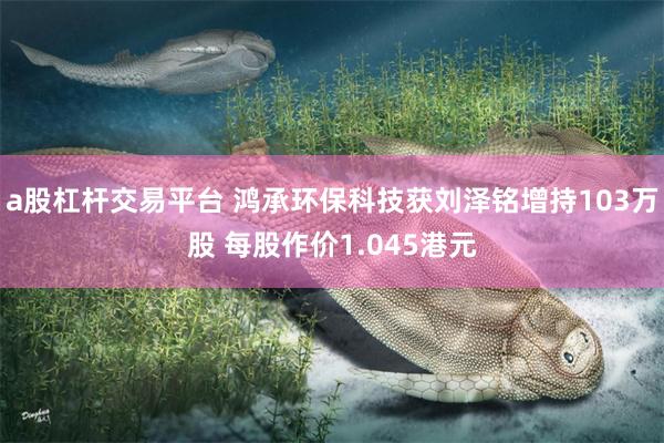 a股杠杆交易平台 鸿承环保科技获刘泽铭增持103万股 每股作价1.045港元