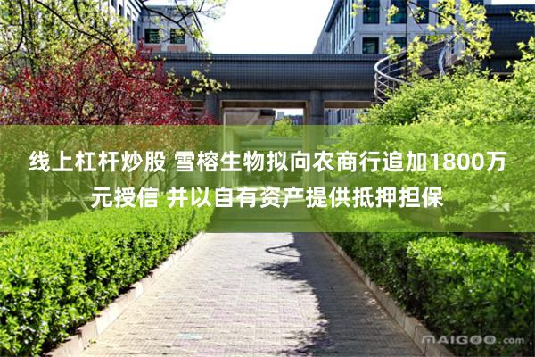 线上杠杆炒股 雪榕生物拟向农商行追加1800万元授信 并以自有资产提供抵押担保