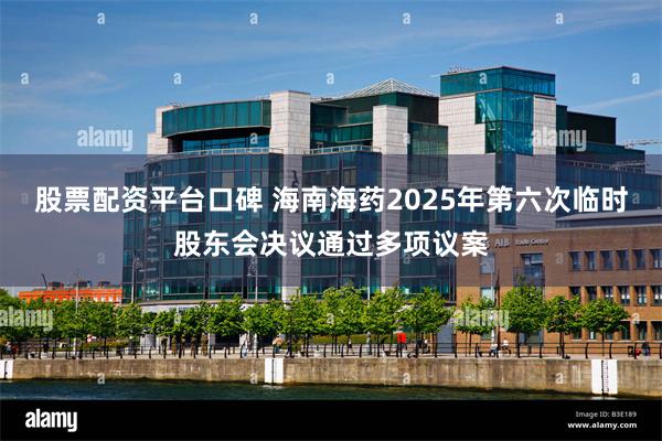 股票配资平台口碑 海南海药2025年第六次临时股东会决议通过多项议案